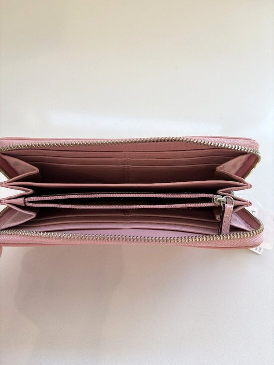 COACH Accordion Zip Wallet In Signature Embossed Leather in  Coach Chelsea Pebbled Leather Accordion Zip Around Wallet Blush Pink 40596 NEW